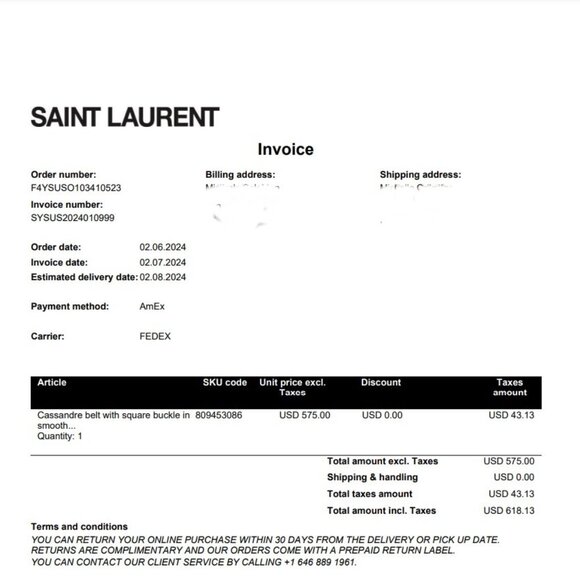 Authentic Saint Laurent YSL Monogram Cassandre Leather Belt 85 - Picture 12 of 14